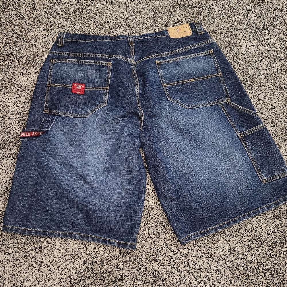 U.S. Polo Assn.‎ Blue Jean Shorts with Cargo Style and Red Branding